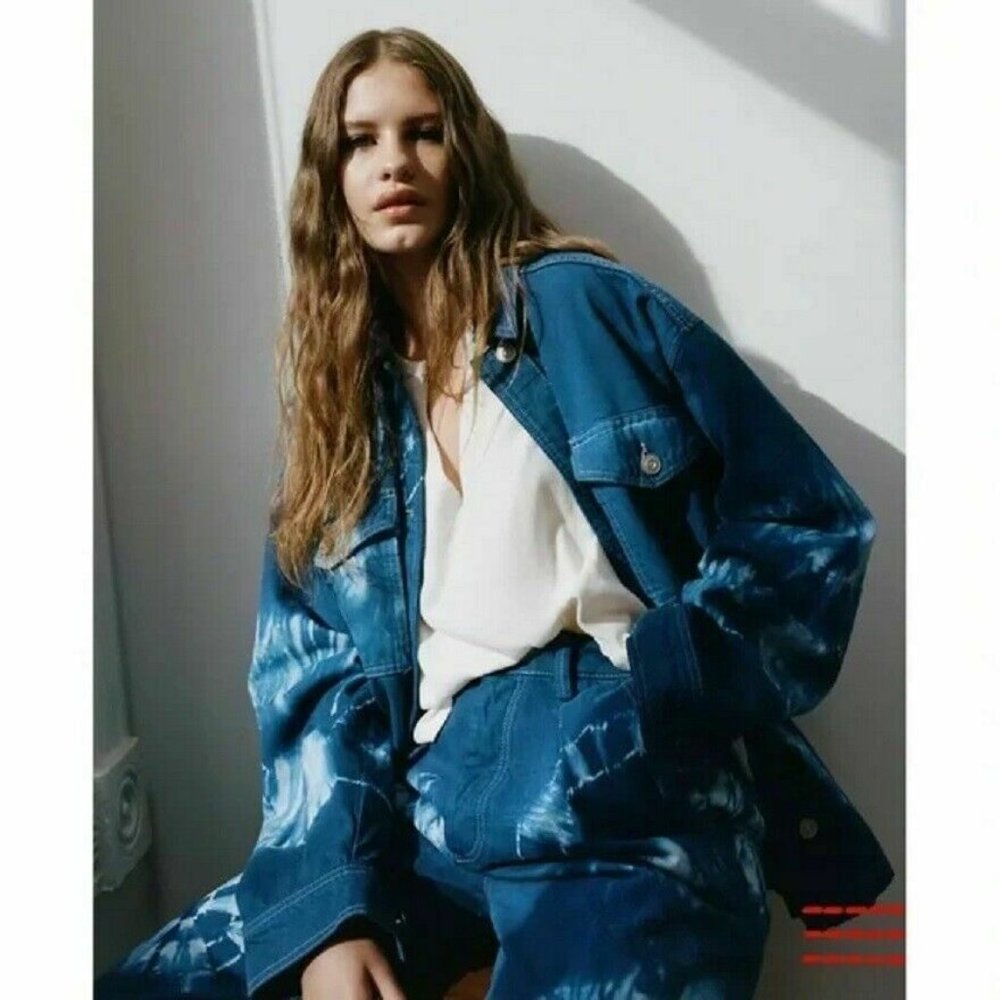 BDG Urban Outfitter Blue Tie Dye Denim 100% Cotton Jacket Blue Oversized XS